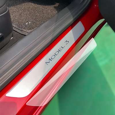 Soft TPU Cover Door Sill Wrap for Tesla Model 3 Clear 2PCS