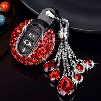 2019 Crystal Bling Rhinestones PC Car Key Shell For Mini Cooper S SD ONE D r50 r53 r55 r56 With KeyChains