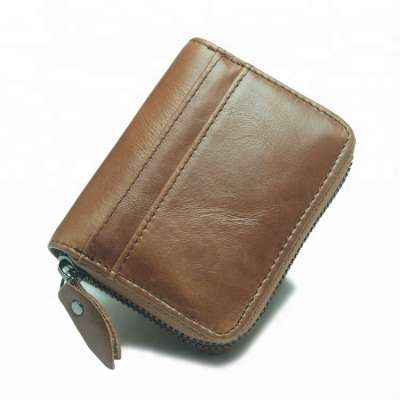 Zipper Bag Style Cowhide Leather Wallet Card bag with 13 Slots