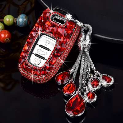 For Women Diamond Rhinestone PC Car Key Cover For A4 A4L TT A6 A6L A8 Smart 3 Buttons With Box