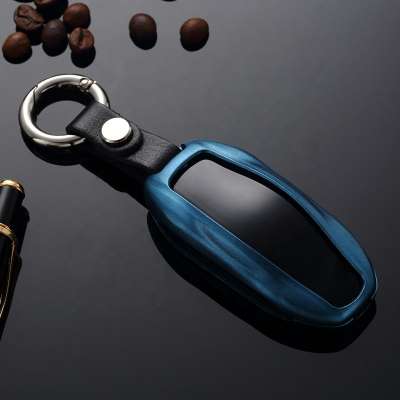 Dark Blue Metal Aluminium Alloy key Case leather Chain for 2018 2019 model 3 With crew diver gift box 8 Colors