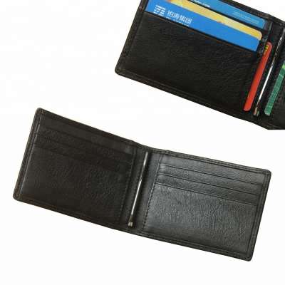 Rfid Protected Lining Cowhide Flip Leather Wallet Card Cases Slots with Coin Purse